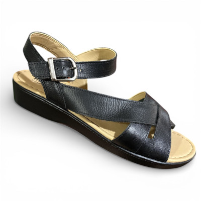 Sandalia de Cuero para Mujer R&oacute;mulo Ref 5004 Negro | Calzado C&oacute;modo y Ergon&oacute;mico | Tus Pasos Bogot&aacute;